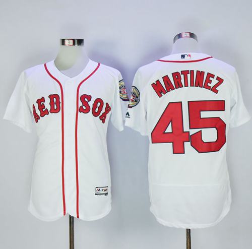 Red Sox #45 Pedro Martinez White Flexbase Authentic Collection Stitched MLB Jersey